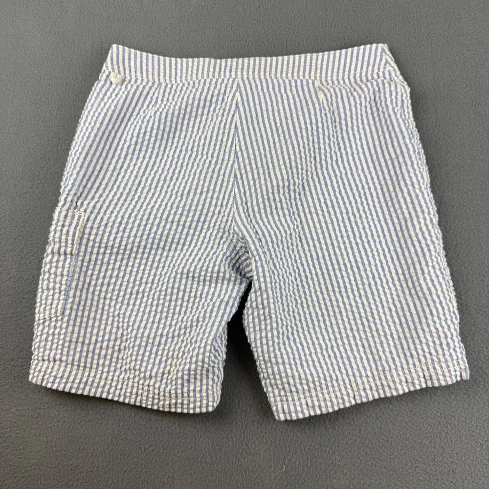 J. Crew Board Shorts Men's 29 Blue Seersucker Striped Swim Trunks Cargo Pocket